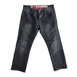 Switch Premium Denim Jeans Men's Size 34x25  Black Moto Bikercore Citywear